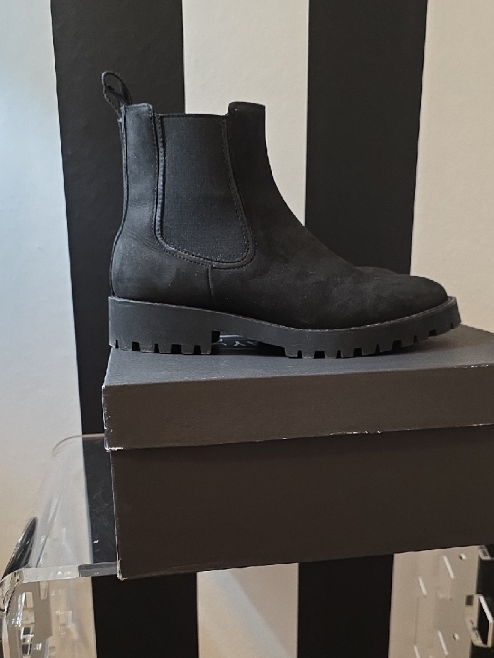 Thursday Boot Company Black Suede Chelsea Lug Boots - Picture 3 of 5